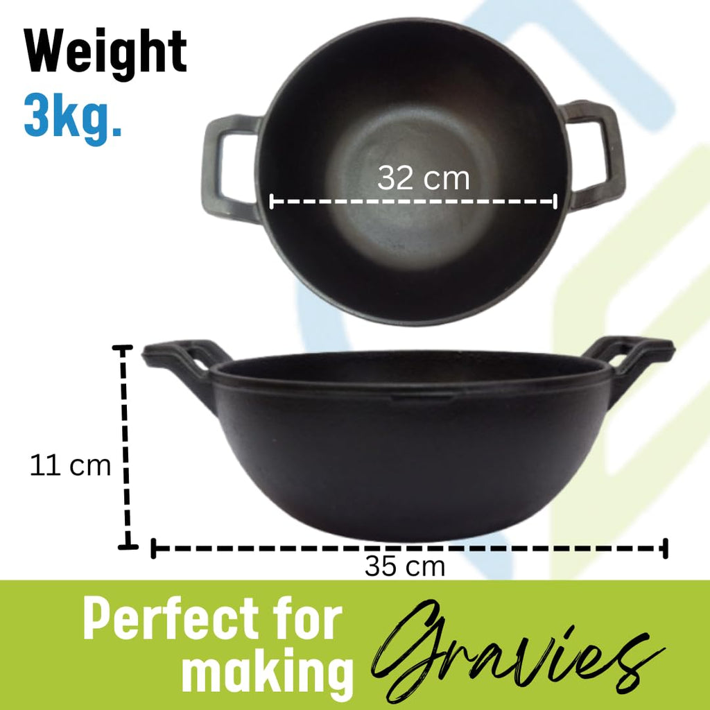 Cast Iron Kadai 10" Inch