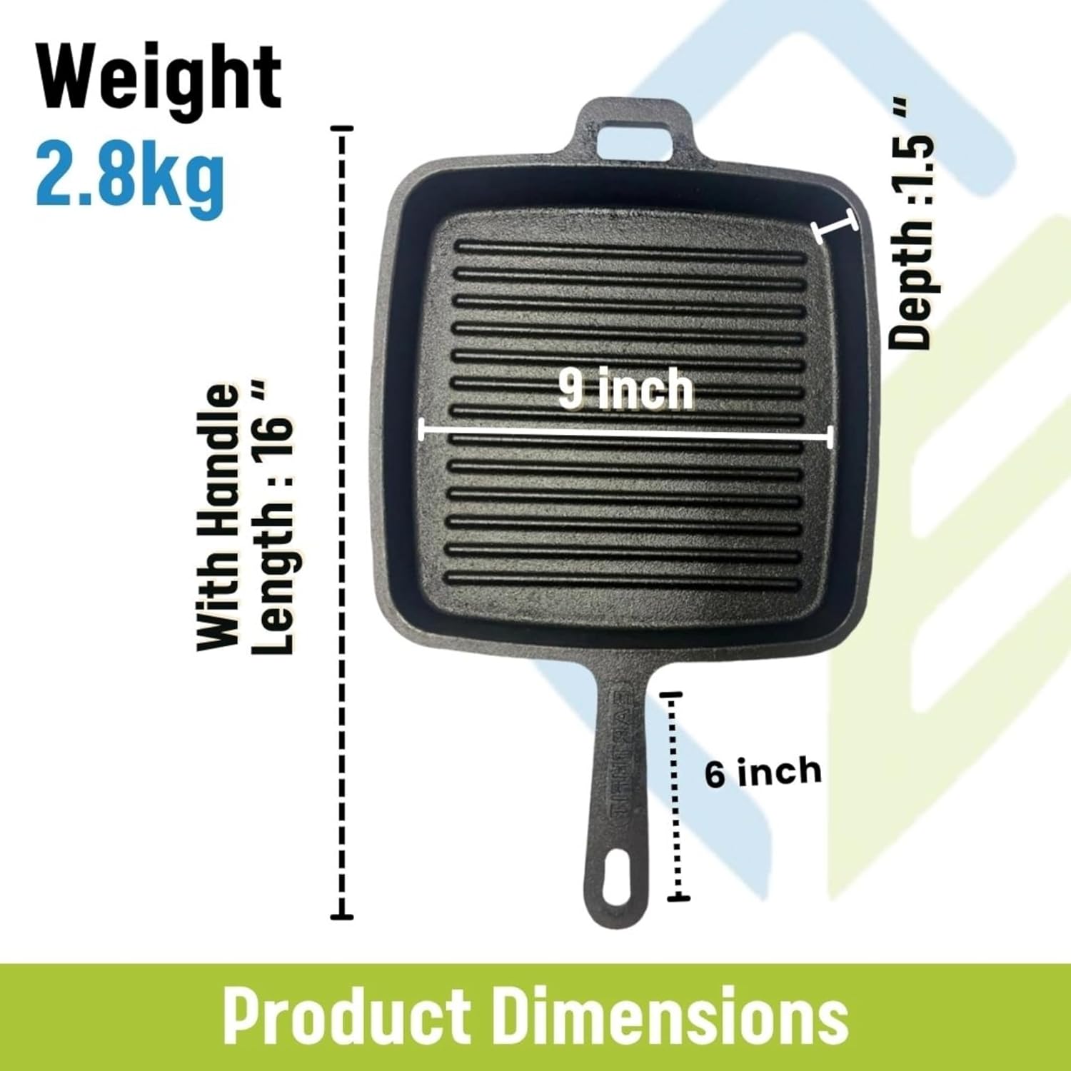 Cast Iron Grill Skillet 9 Inch