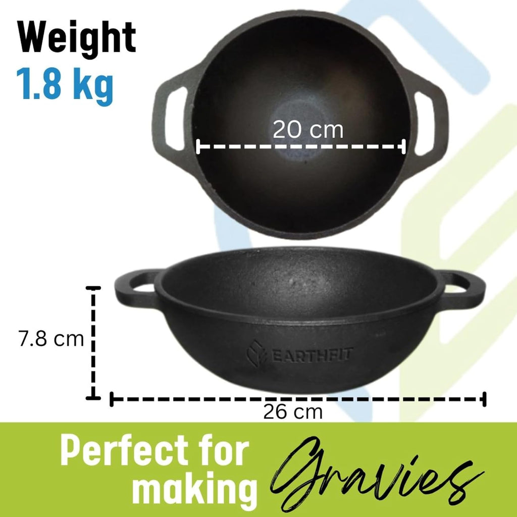 Cast Iron Kadai 8" Inch