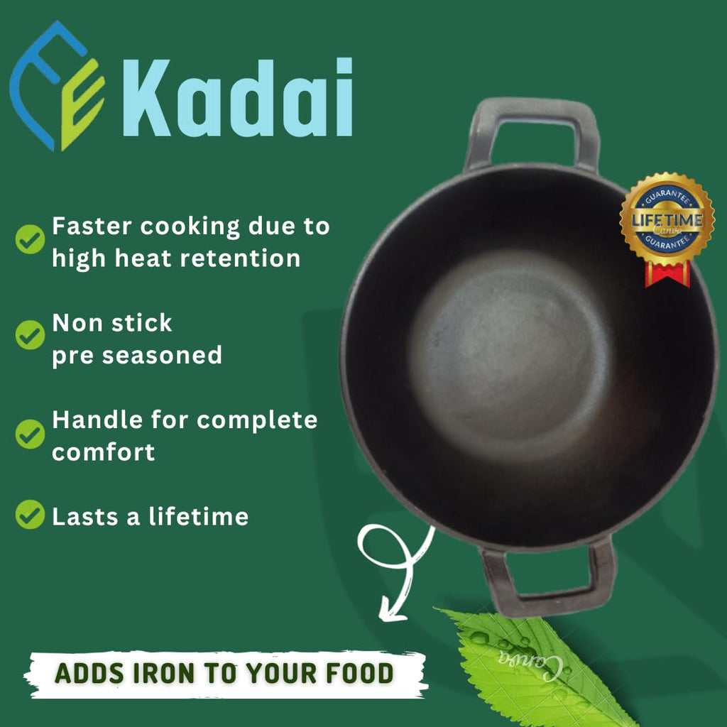 Cast Iron Kadai 10" Inch