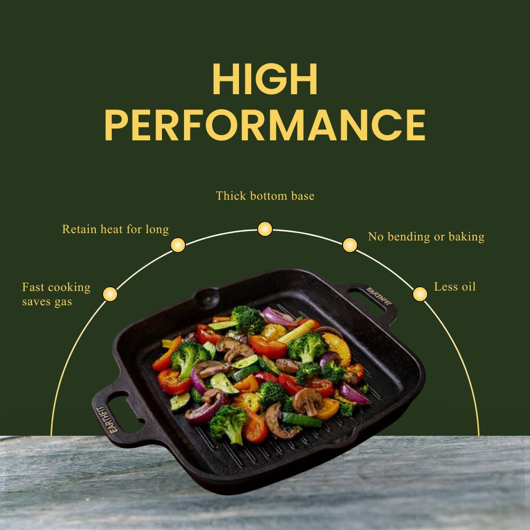Cast Iron Grill Pan With Double Handle 9" Inch